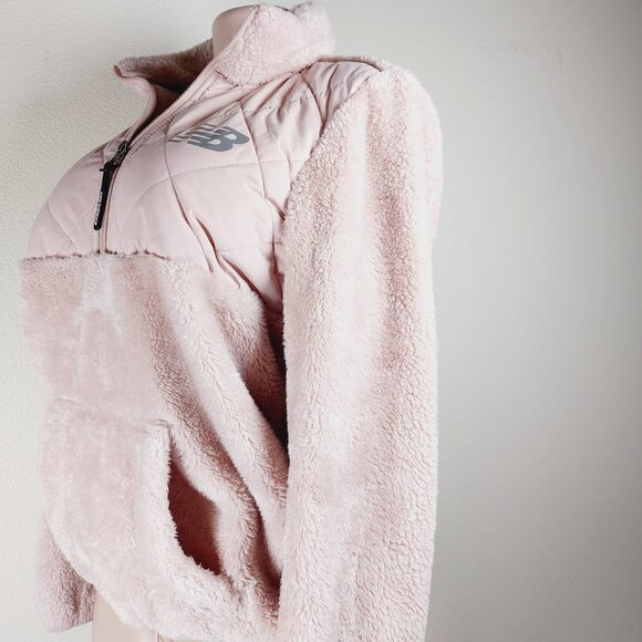 New Balance Women's Light Pink 1/2 Zip Quilted Pullover Fleece Jacket Size L - Picture 7 of 13
